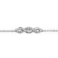 Bracelet en argent rhodi&eacute; cha&icirc;ne avec au milieu 1 torsade faite avec 1 brin lisse et 1 rail d'oxydes blancs sertis - longueur 16cm + 3cm de rallonge