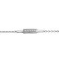 Bracelet en argent rhodi&eacute; cha&icirc;ne avec au milieu 1 bande lisse avec rectangle pav&eacute; d'oxydes blancs sertis - longueur 16cm + 3cm de rallonge Artemare