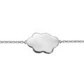 Bracelet en argent rhodi&eacute; cha&icirc;ne avec au milieu 1 nuage plat et lisse - longueur 15cm + 3cm de rallonge Artemare