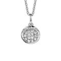Colliers sur Artemare : Collier en argent rhodi&eacute; cha&icirc;ne avec pendentif rond pav&eacute; d'oxydes blancs sertis - longueur 42cm + 3cm de rallonge