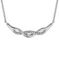 Colliers sur Artemare : Collier en argent rhodi&eacute; cha&icirc;ne avec au milieu torsade faite avec 1 brin lisse et 1 rail d'oxydes blancs sertis - longueur 42cm + 3cm de rallonge