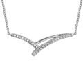 Colliers sur Artemare : Collier en argent rhodi&eacute; cha&icirc;ne avec au milieu 3 brins courb&eacute;s dont 1 lisse et 2 orn&eacute;s d'oxydes blancs sertis - longueur 42cm + 3cm de rallonge