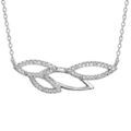 Collier en argent rhodi&eacute; cha&icirc;ne avec au milieu feuilles &eacute;vid&eacute;es lisses et orn&eacute;es d'oxydes blancs sertis - longueur 40cm + 4cm de rallonge Artemare
