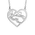 Collier en argent rhodi&eacute; cha&icirc;ne avec pendentif coeur &eacute;vid&eacute; d&eacute;coup&eacute; "Je t'aime maman" - longueur 40cm + 5cm de rallonge Artemare