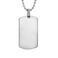 Collier en acier cha&icirc;ne boules avec petite plaque G.I. pans arrondis de 20mm X 35mmm - longueur 50cm + 10cm de rallonge Artemare
