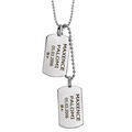 Pendentifs sur Artemare : Pendentifs plaque G.I. en acier &agrave; graver - 2 plaques G.I. pans arrondis + 2 cha&icirc;nes Boules - longueur 50cm + 10cm