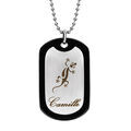 Colliers sur Artemare : Collier en acier cha&icirc;ne boules avec plaque G.I. pans arrondis de 32mm X 52mm avec contour en caoutchouc noir - longueur 50cm + 10cm de rallonge