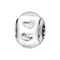 Bracelets sur Artemare : Charms Thabora en argent rhodi&eacute; et verre de Murano v&eacute;ritable blanc avec coeurs argent&eacute;s