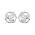 Boucles d'oreilles en argent rhodi&eacute; motif triskel fermoir &agrave; poussette