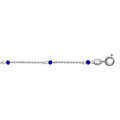 Cha&icirc;ne de cheville en argent rhodi&eacute; boules perles de verre facett&eacute;es bleu fonc&eacute; 23cm + 3cm de rallonge