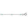 Cha&icirc;ne de cheville en argent rhodi&eacute; boules perles de verre facett&eacute;es bleu clair 23cm + 3cm de rallonge Artemare