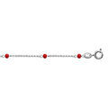 Chaine sur Artemare : Cha&icirc;ne de cheville en argent rhodi&eacute; boules perles de verre facett&eacute;es rouges 23cm + 3cm de rallonge