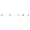 Cha&icirc;ne de cheville en argent rhodi&eacute; olives et oxydes blancs sertis 24cm + 3cm de rallonge
