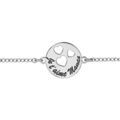 Bracelets sur Artemare : Bracelet en argent rhodi&eacute; rondelle "Je t'aime Maman" 3 coeurs &eacute;vid&eacute;s 16cm + 3cm