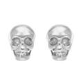Boucles d'oreilles tige en acier t&ecirc;te de mort fermoir poussette - 13 X 9 mm