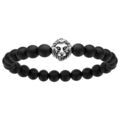 Bracelets sur Artemare : Bracelet &eacute;lastique perles synth&eacute;tiques noires avec t&ecirc;te de lion