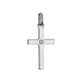 Pendentifs sur Artemare : Pendentif croix en argent rhodi&eacute; petit mod&egrave;le avec 1 oxyde blanc serti au centre