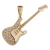 Pendentif en plaqu&eacute; or et oxydes sertis grande guitare rock 50mm