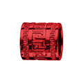 Charms Thabora grand mod&egrave;le pour homme en acier et aluminium anodis&eacute; rouge brillant tube motif m&eacute;andres grecs