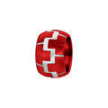 Charms Thabora grand mod&egrave;le pour homme en acier et aluminium anodis&eacute; rouge brillant anneau bomb&eacute; motif zig zag