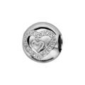 Charms Thabora en argent rhodi&eacute; boule coeurs oxydes blancs sertis