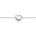 Bracelet en argent rhodi&eacute; coeur 7 oxydes blancs sertis 16cm + 2cm