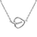 Colliers sur Artemare : Collier en argent rhodi&eacute; cha&icirc;ne avec pendentif coeur oxydes blancs sertis 38cm + 4cm
