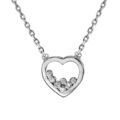 Collier en argent rhodi&eacute; coeur 7 oxydes blancs sertis 38cm + 4cm