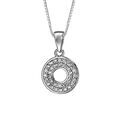 Collier en argent rhodi&eacute; cha&icirc;ne avec pendentif cercle perc&eacute; oxydes blancs sertis 42cm + 3cm Artemare