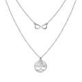 Colliers sur Artemare : Collier en argent rhodi&eacute; double cha&icirc;ne infini et arbre de vie 41cm + 3cm