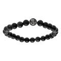 Bracelet en acier extensible perles en bois noir motif ancre marine
