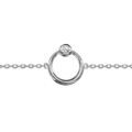 Bracelet en argent rhodi&eacute; cha&icirc;ne avec cercle et 1 oxyde blanc serti clos 16cm + 2cm Artemare