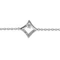 Bracelet en argent rhodi&eacute; cha&icirc;ne avec losange orn&eacute; d'oxydes blancs sertis 16cm + 2cm
