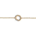 Bracelet en plaqu&eacute; or cha&icirc;ne 2 cercles entrem&ecirc;l&eacute;s lisse et oxydes blancs sertis 16cm + 2cm