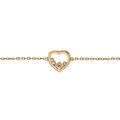 Bracelet en plaqu&eacute; or cha&icirc;ne avec coeur &eacute;vid&eacute; et 7 oxydes blancs sertis 16cm + 2cm Artemare