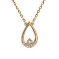 Collier en plaqu&eacute; or pendentif goutte oxydes blancs sertis 38cm + 4cm Artemare