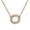 Collier en plaqu&eacute; or bicolore cercle oxydes blancs sertis 38cm + 4cm