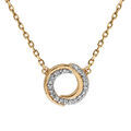 Collier en plaqu&eacute; or bicolore cercle oxydes blancs sertis 38cm + 4cm Artemare