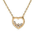 Collier en plaqu&eacute; or coeur 7 oxydes blancs sertis 38cm + 4cm
