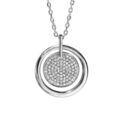 Collier en argent rhodi&eacute; cha&icirc;ne avec pendentif cercle rondelle oxydes blancs sertis 42cm + 3cm Artemare