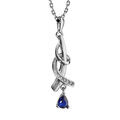 Collier en argent rhodi&eacute; collection joaillerie cha&icirc;ne avec pendentif pierre bleu fonc&eacute; 43cm + 2cm Artemare