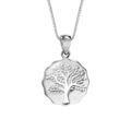 Colliers sur Artemare : Collier en argent rhodi&eacute; cha&icirc;ne avec pendentif galet d&eacute;coup&eacute; arbre de vie ajour&eacute; 42cm + 3cm