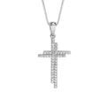 Collier en argent rhodi&eacute; cha&icirc;ne avec pendentif croix oxydes blancs sertis 42cm + 3cm Artemare