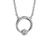 Collier en argent rhodi&eacute; cha&icirc;ne avec pendentif cercle 1 oxyde blanc serti clos 42cm