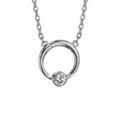 Colliers sur Artemare : Collier en argent rhodi&eacute; cha&icirc;ne avec pendentif cercle 1 oxyde blanc serti clos 42cm