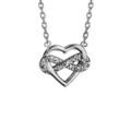 Colliers sur Artemare : Collier en argent rhodi&eacute; cha&icirc;ne avec pendentif coeur et infini oxydes blancs sertis 42cm