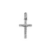 Pendentif croix en argent rhodi&eacute; J&eacute;sus Christ sur la croix petit mod&egrave;le diamant&eacute; - 22mm X 13mm