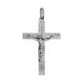 Pendentifs sur Artemare : Pendentif croix en argent rhodi&eacute; J&eacute;sus Christ sur la croix grand mod&egrave;le diamant&eacute; - 35mm X 24mm