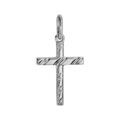 Pendentif croix en argent rhodi&eacute; avec stries 20mm