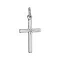 Pendentif croix en argent rhodi&eacute; avec &eacute;toile diamant&eacute;e au centre 20X12mm Artemare